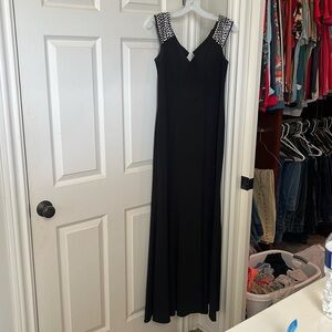 Long formal dress with rhinestone straps